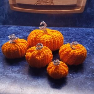Handmade Knit Pumpkin Set Of 5